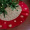 Northlight 60" Burlap Glittered Snowflake Rustic Christmas Tree Skirt with Red Velvet Trim